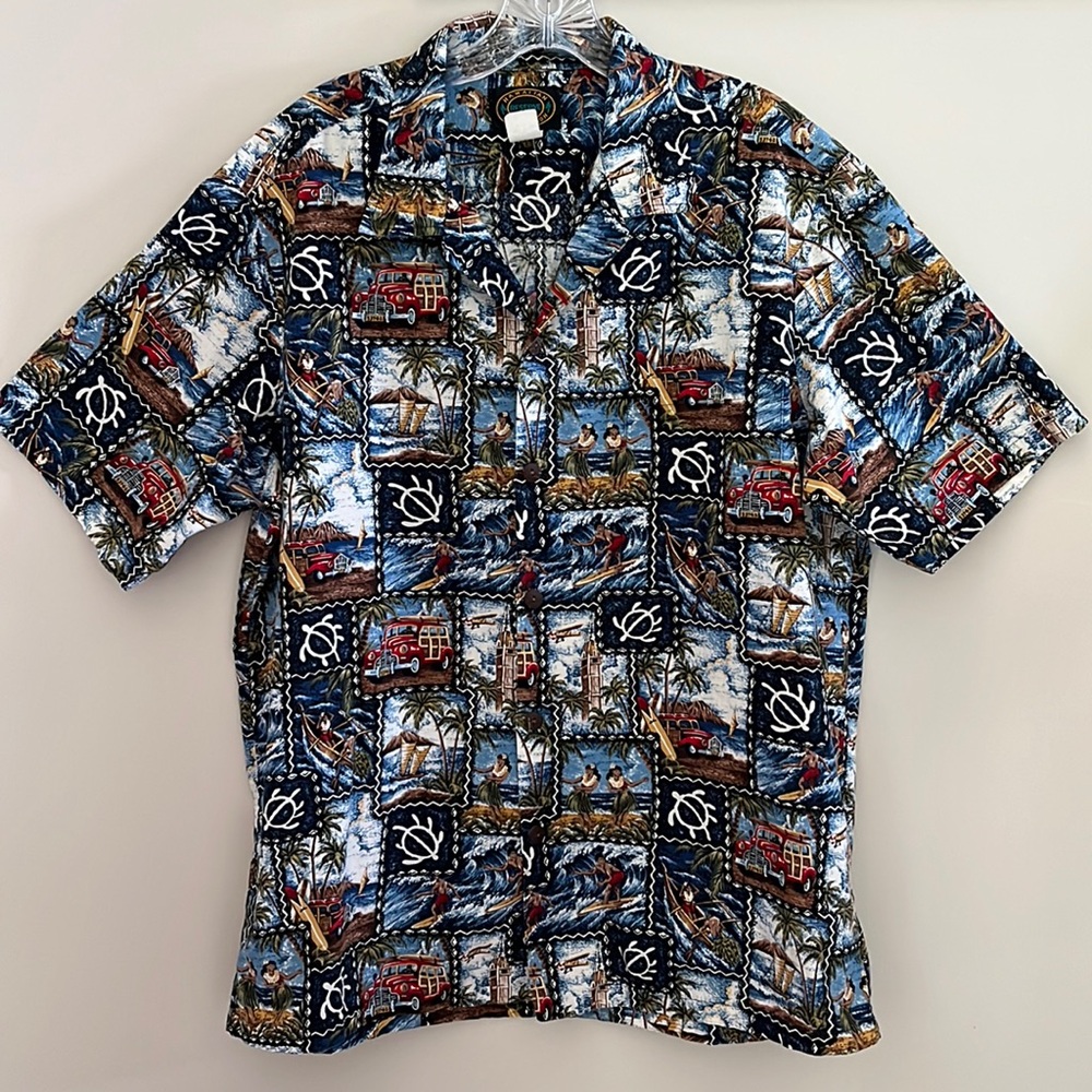 Vintage Hawaiian Reserve Tropical Print Button Down Shirt size large